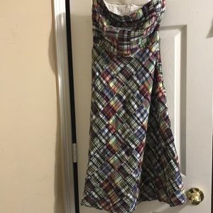 J CREW Madras Plaid Patchwork Strapless Dress